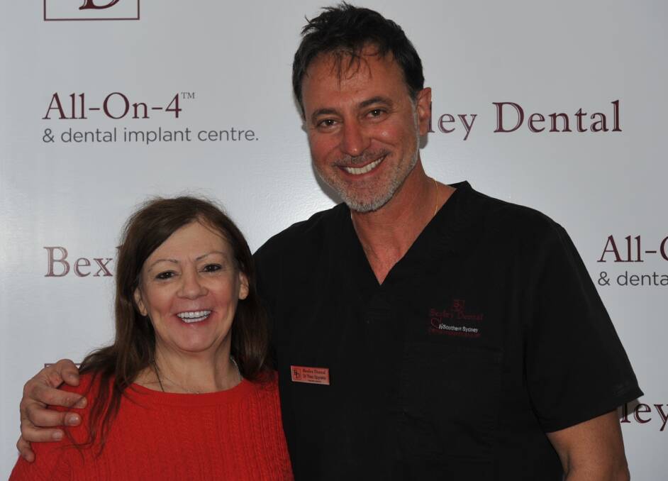 HAPPY DAYS: Patient Jenny proudly shows off the new smile created by the work of Dr Theo Spyrakis and his team at Bexley Dental.
