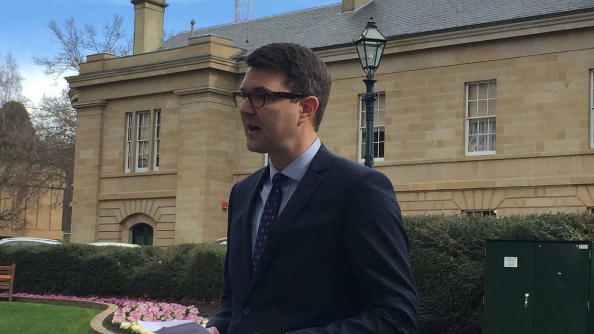 With the media expecting a David O'Byrne announcement, Dr Bastian Seidel instead emerged from Parliament House to announce his own resignation. Picture: Adam Holmes