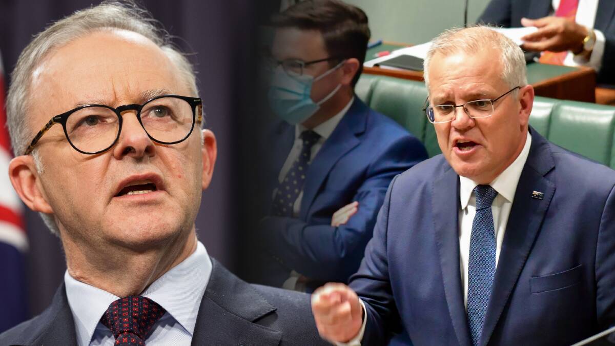 Anthony Albanese, left, is seeking legal advice after reports Scott Morrison secretly swore himself into a number of portfolios. Pictures: Sitthixay Ditthavong