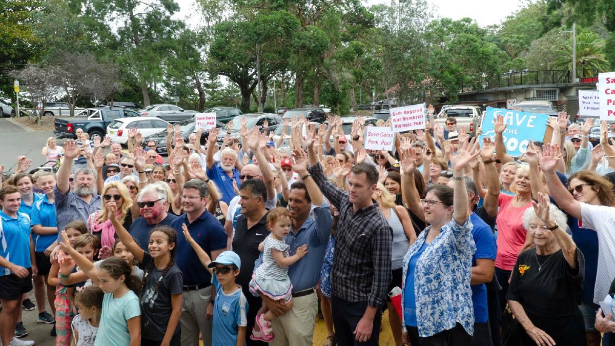 Ignored: A rally last year calling for the rebuiding of the Kogarah War Memorial Pool at Carss Park.