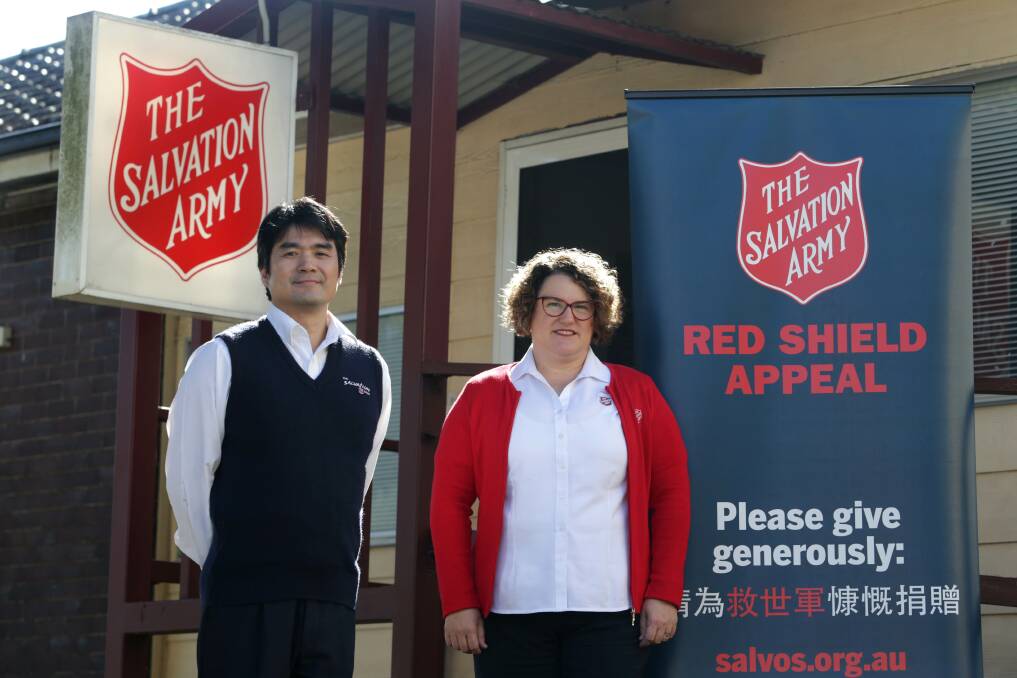 Salvation Army Hurstville Corps' Captain Sean Li and Captain Joycelyn McIver are organising the Red Shield Appeal Digital Doorknock. Picture: John Veage