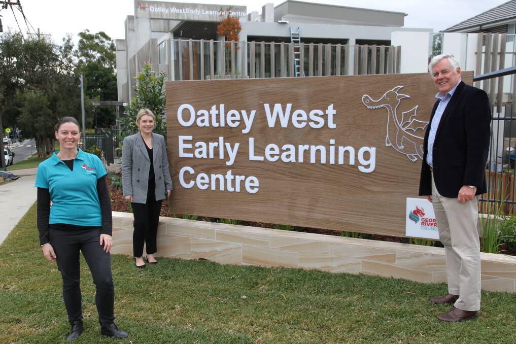 Georges River Council Mayor Kevin Greene with Coordinator Oatley West Early Learning Centre, Germaine Braun (left) and Manager Children's Services, Kristie Dodd.