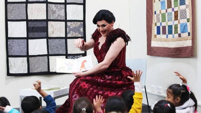 A Drag Queen story time event held by Georges River libary in 2019.