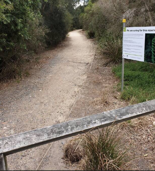 The walking track at Moore Reserve where one of the dogs was poisoned.