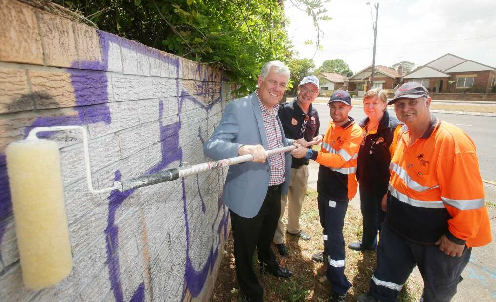 Wipe out: Georges River Council mayor Kevin Greene is encouraging residents to get involved in Graffiti Removal Day. Picture: Chris Lane