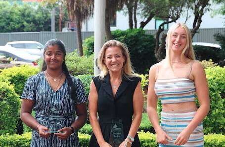 Local heroes: from left, Ammrutha Vashetharan is Baysides Sportsperson of the Year.Rachael Smith with the Bayside Citizen of the Year, Tameeka Johnson is Baysides Young Citizen of the Year.
