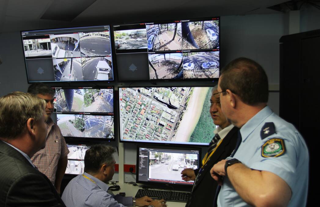 All eyes: Bayside Council's CCTV monitoring system at Brighton Le Sands. The state-of-the-art cameras are able to focus onto an individual standing 18-kilometres away.