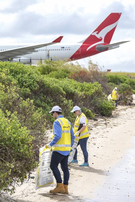 A team of 12 airport staff collected a total of 24 bags of rubbish along Tower Beach. 