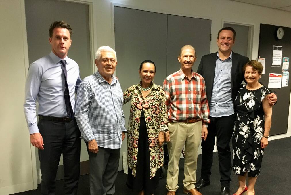 Guests at the St George Greek Senior Citizens Group Christmas lunch included Barton MP Linda Burney (centre), Kogarh MP Chris Minns (left) and Rockdale MP Steve Kamper (second from right).