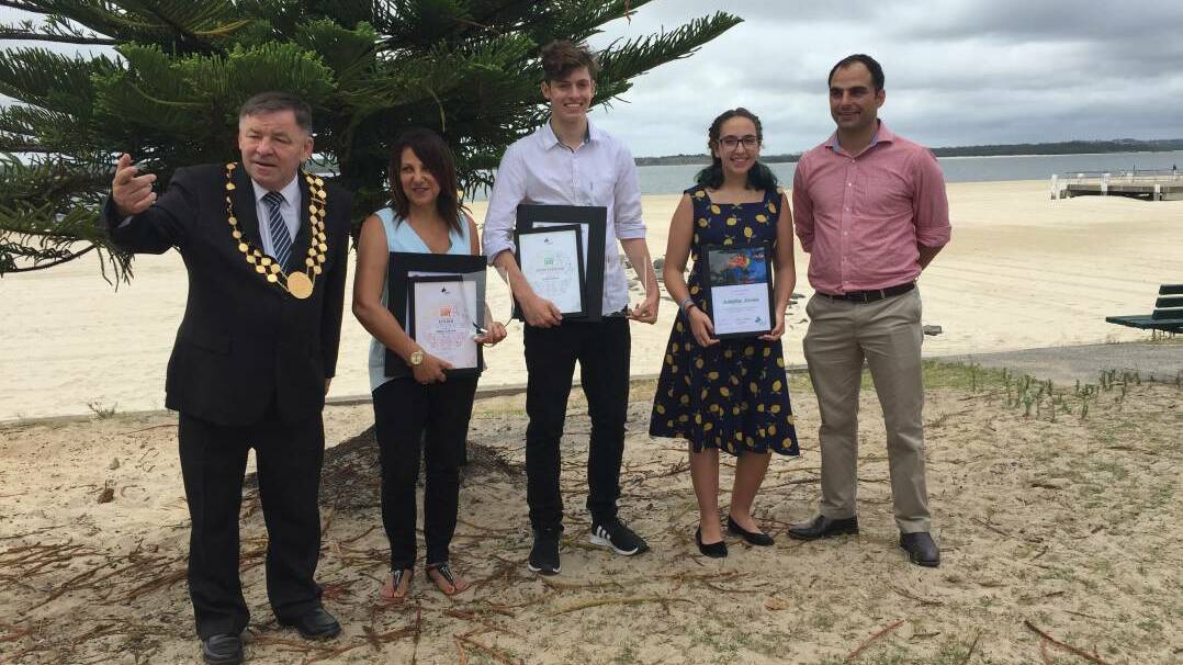 Winners: Bayside Council mayor Bill Saravinovski with the recipients of the 2018 Bayside Citizen of the Year awards.