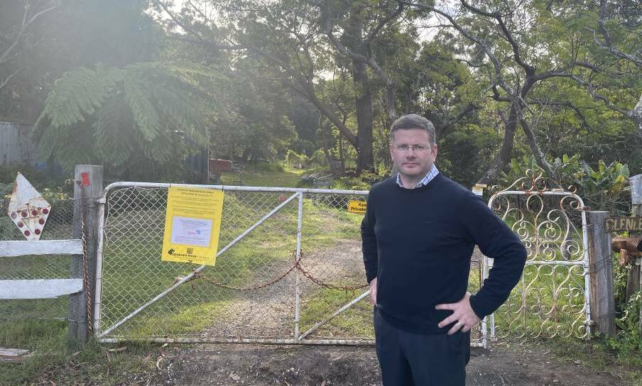 Oatley MP Mark Coure at the entrance to Glenlee in Lugarno. Picture: Supplied