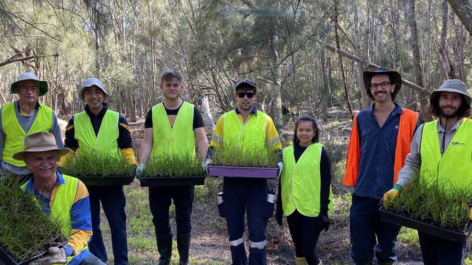 The team from Conservation Volunteers Australia have begun revegetating at Tonbridge Creek in the Georges River catchment with over 7,500 seedlings.