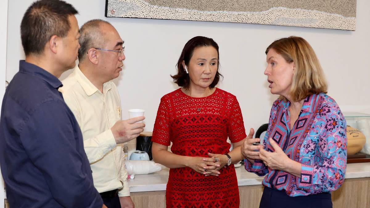 From left, Australian Chinese Medical Practitioners Society president Dr Zhen Zhang, vice-president Dr Jiang Li, Georges River Councillor Nancy LIU and Dr Kerry Chant, NSW Chief Health Officer meeting at the February forum to discuss the COVID-19 pandemic. 