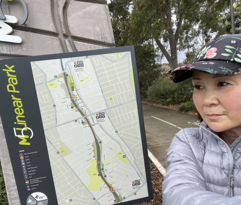 Coucncillor Nancy Liu at the M5 Linear Park at Beverly Hills. She is hoping for a similar park in Hurstville by unlocking Transport for NSW land along the rail corridor.