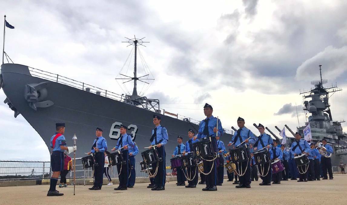 Back in step: The Australian Air League Riverwood Hornets Marching Band, consisting of 40 members, participated in the the 78th Anniversary Pearl Harbor Memorial Parade on December 7, 2019.