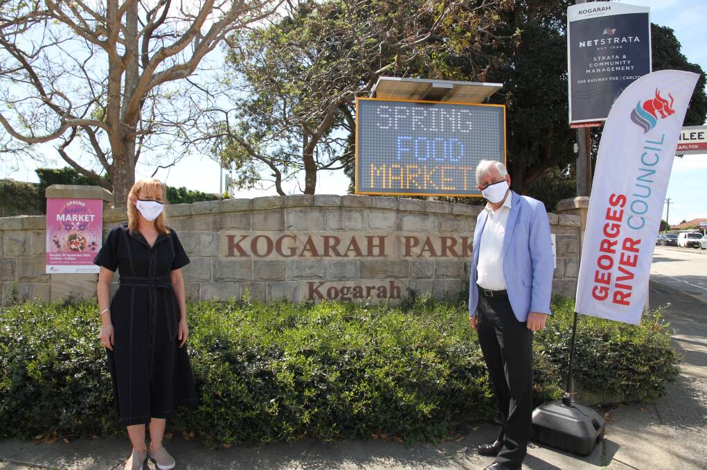 Mayor Kevin Greene and Councillor Kathryn Landsberry at Kogarah Park yesterday, in the lead-up to the Spring Foodies Market on Sunday.