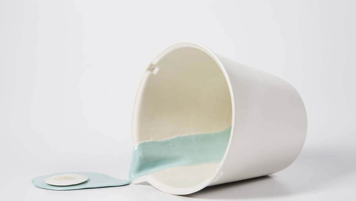 Spills and thrills: One of the works from the Beyond the Bowl exhibition, Spill, 2017, by artist Honor Freeman, a work of slipcast porcelain. Picture: Craig Arnold.