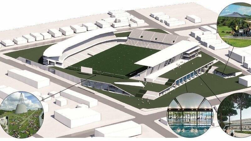 The petition includes an illustration of possible future facilities at the stadium including an aquatic centre.