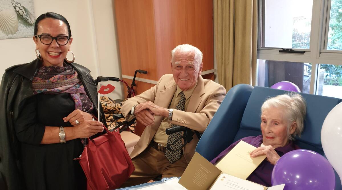Wonderful partnership: Barton MP Linda Burney congratulates Don and Doreen Kinna of Bexley on their 72nd wedding anniversary last week.