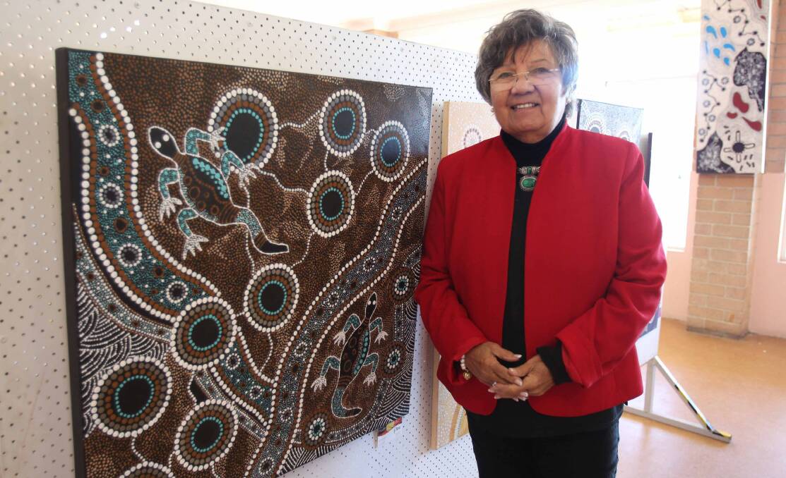 Work recognised: Deanna Schreiber is a finalist in the 2017 NSW Senior Australian of the Year award. She is pictured with one of her art works. Picture: Chris Lane