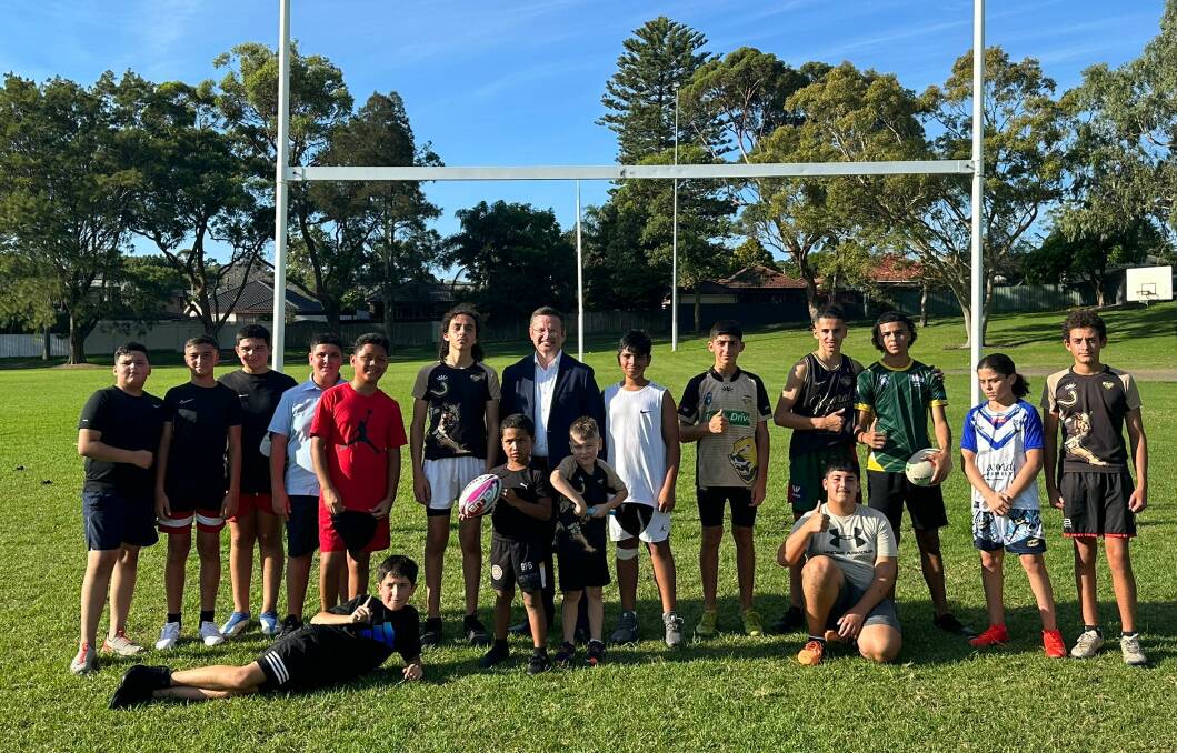 Oatley MP, Mark Coure with Kogarah Cougars who will benefit from a rebuilt and upgraded clubhouse at Todd Park.