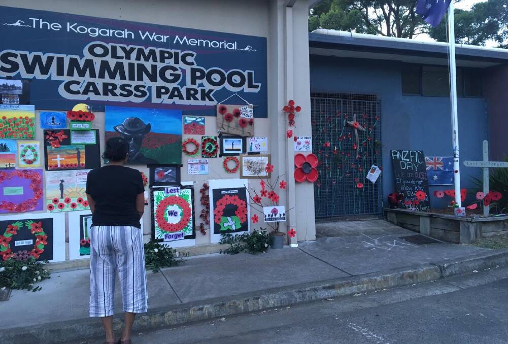The Kogarah War Memorial Pool at Carss Park pictured last Anzac Day. The RSL is now seeking funding for a study into the historical significance of the pool in its role as a war memorial.