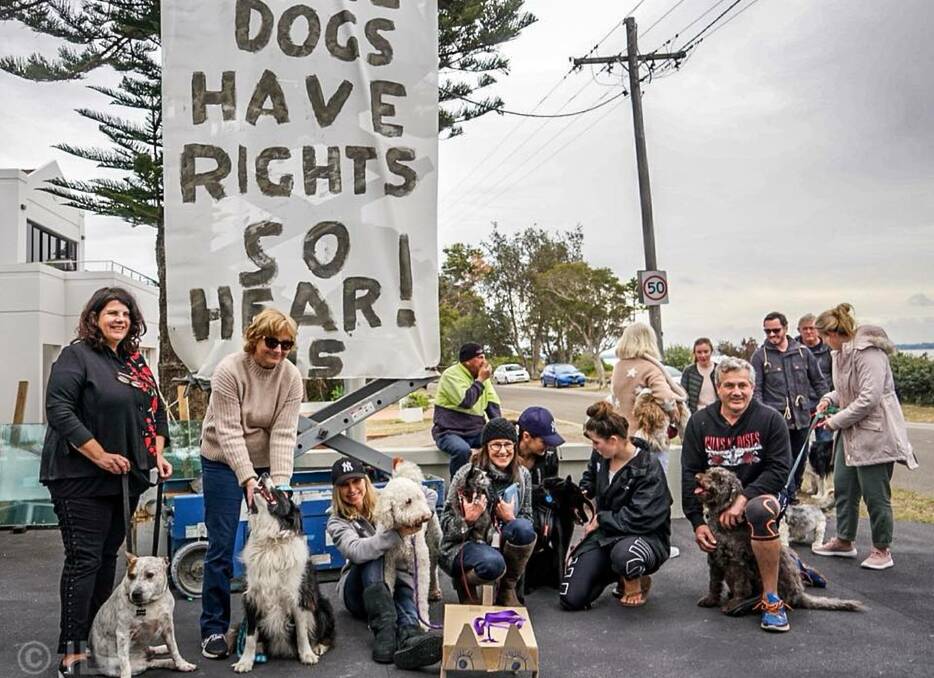 Protesters rallying for canine rights at Kurnell. Picture: Facebook