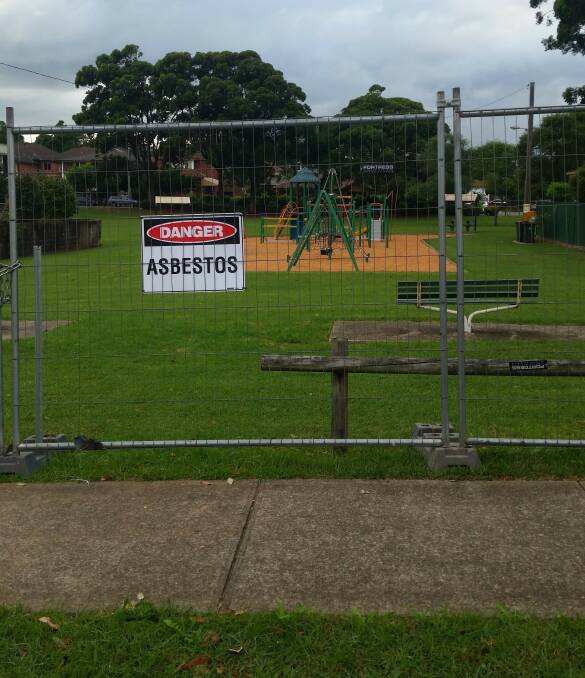 Warning: Fencing erected at Croot Park, Hurstville where fragments of asbestos were discovered.