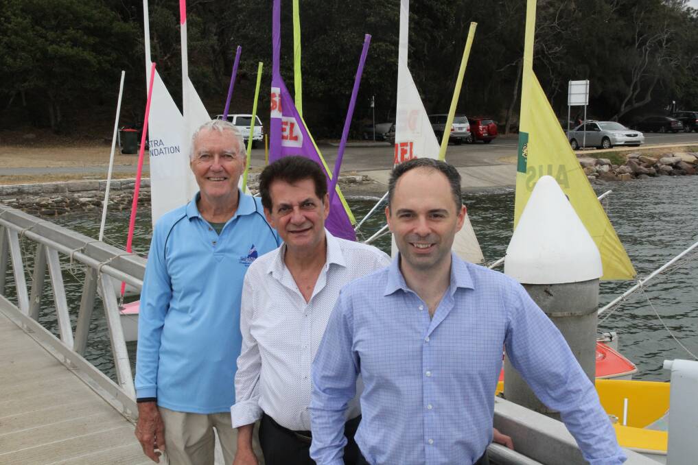 From left, president of Sailability, Joe Naayen; Councillors Nick Katris and Stephen Agius.