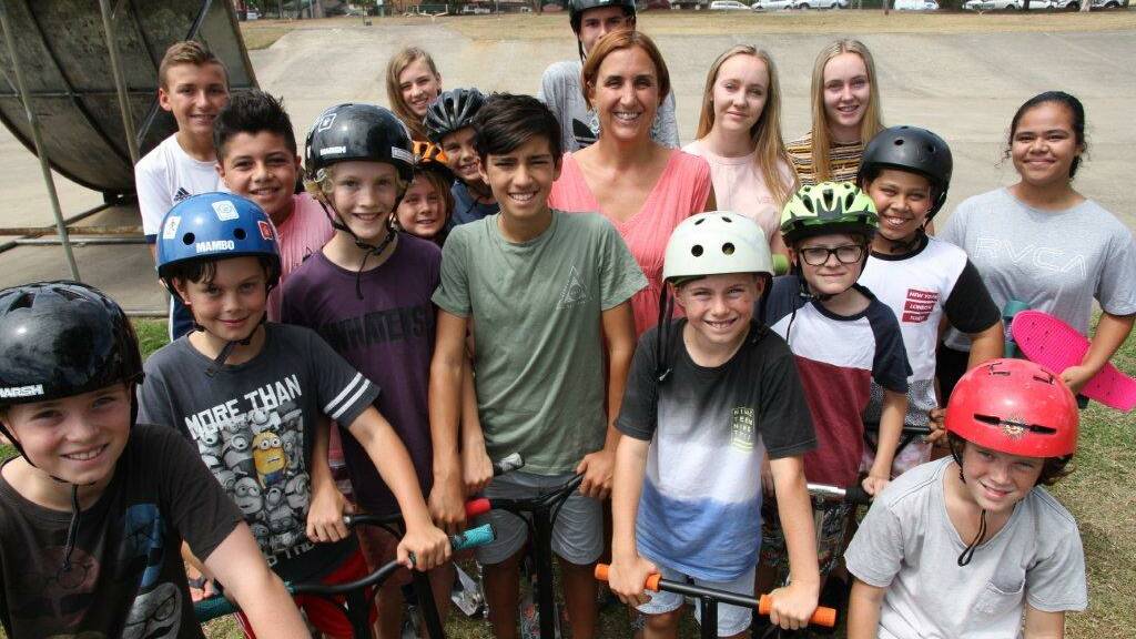 Ramping up the campaign: Councillor Sandy Grekas with local youth include Josha and Riley, at front, who presented the council with a petition calling for a skate park to be built in the Georges River local government area.
