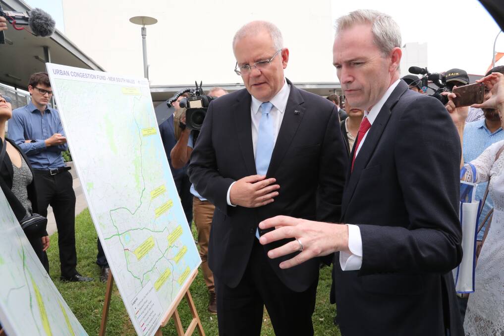 Commuter relief: Prime Minister Scott Morrison and Federal Member for Banks, David Coleman at Hurstville today for the announcemnt of the congestion-busting fudning boost.