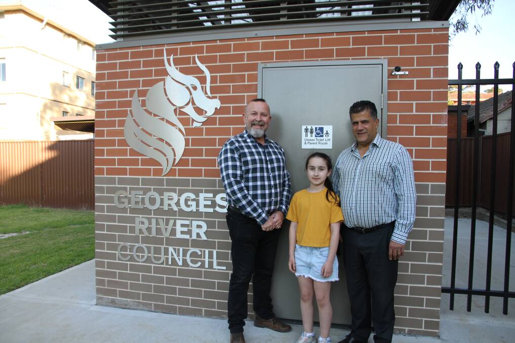 Georges River Council Deputy Mayor Con Hindi (right) with Councillor Lou Konjarski and Mortdale resident Zara at Nichol Murray Reserve. 