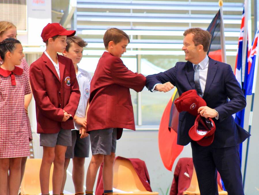 Mark Speakman with student leaders at Caringbah Public School in December, 2020