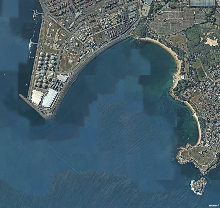 Potential cruise terminal locations are at Molineaux Point (to the left) and Yarra Bay (centre).