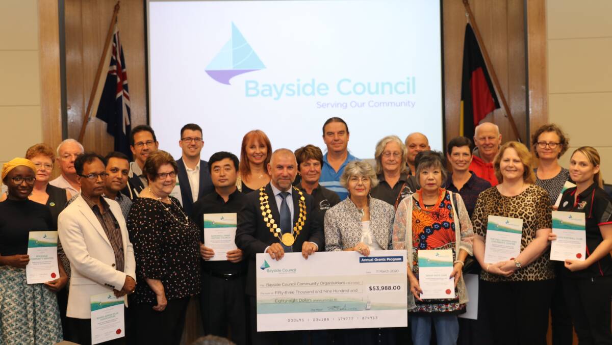 Improving lives: Mayor Joe Awada with recipients of round one of Bayside Council's 2019/20 Community Grants Program.