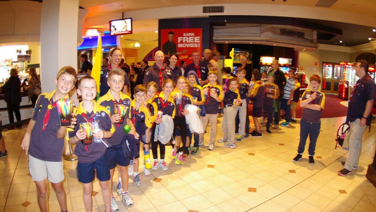 Showtime: Members of the Ist Caringbah Cubs queuing for a screening of The Jungle Book.