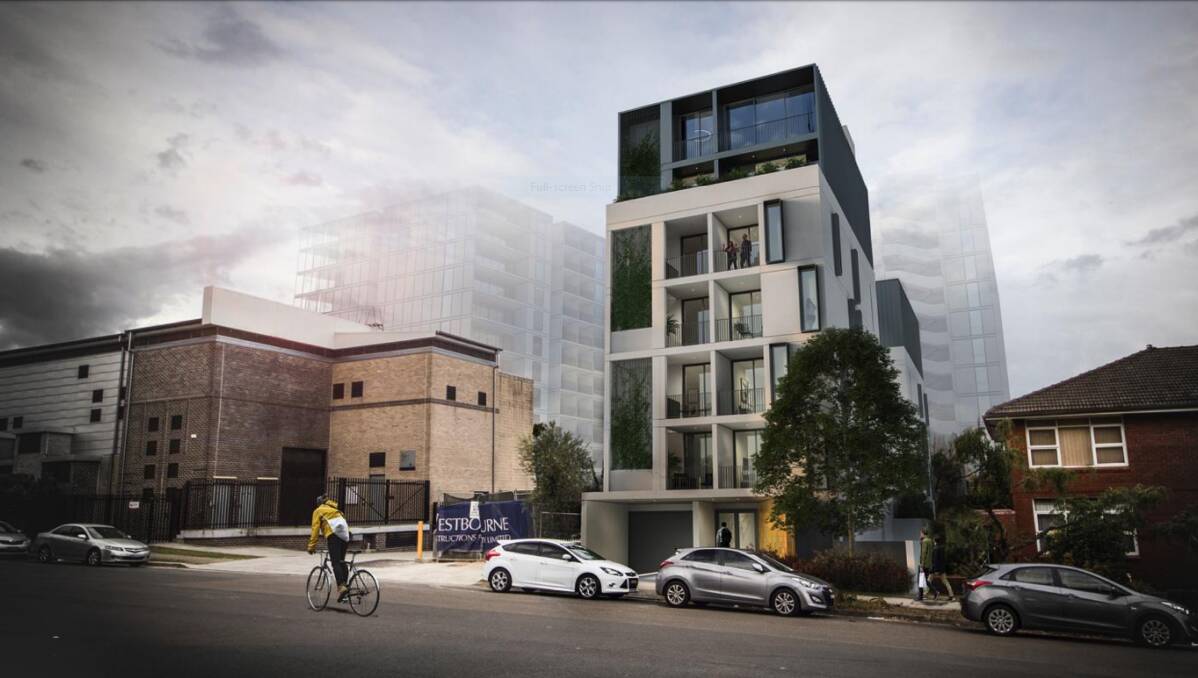 Aiming high: An artist's impression of the seven-storey boarding house proposed for 14 English Street, Kogarah.