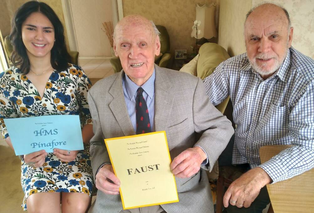 Treble chorus: Demetra, Eric and Glen Stelzer share a love of music that crosses the generations. Eric, 101, appeared in the Rockdale Opera Company's 1948 production of Faust.