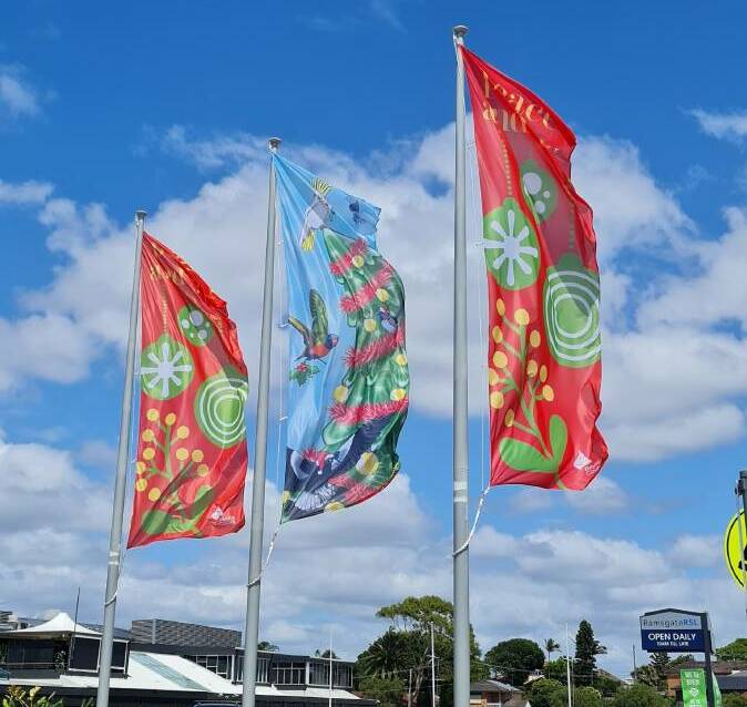 Last year's winners of the Bayside Christmas flag competition were Kristi Archer from Bexley and Aniko Rowley from Botany. Both artists submitted designs that merged traditional Christmas symbols with Australian flora and fauna.