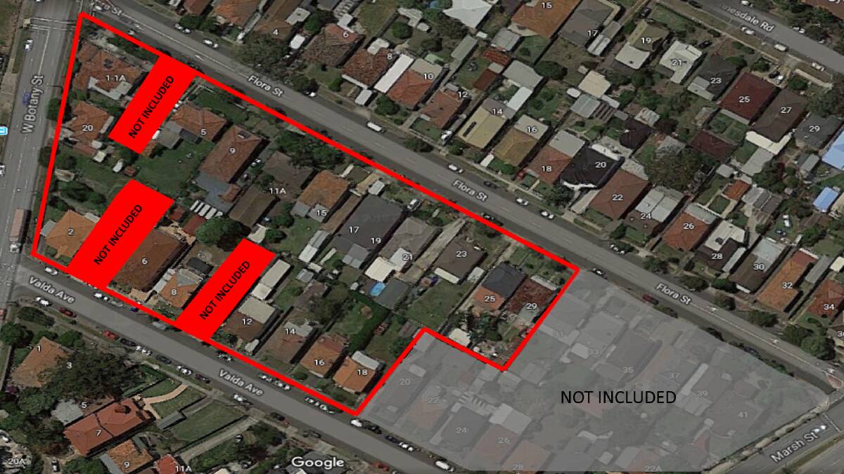 In the picture: The block that is being offered for sale is bounded by Valda Avenue, West Botany Street and Flora Street.
