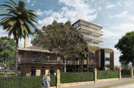 A photo montage of the proposed development as originally designed and viewed from the Princes Highway frontage.