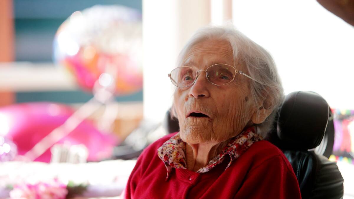 Likes to read and chat: May Chester celebrated her 106th birthday on Sunday. Picture: Chris Lane
