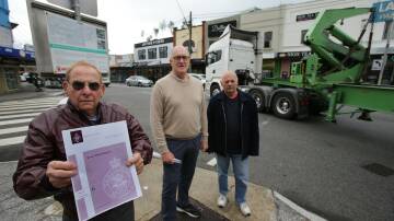 Taking a toll: Business owner Angelo Elliot, Bexley Chamber of Commer presdent Jeff Tullock and resident Les Crompton have all been impacted by the increase of traffic from toll dodgers. Picture: John Veage