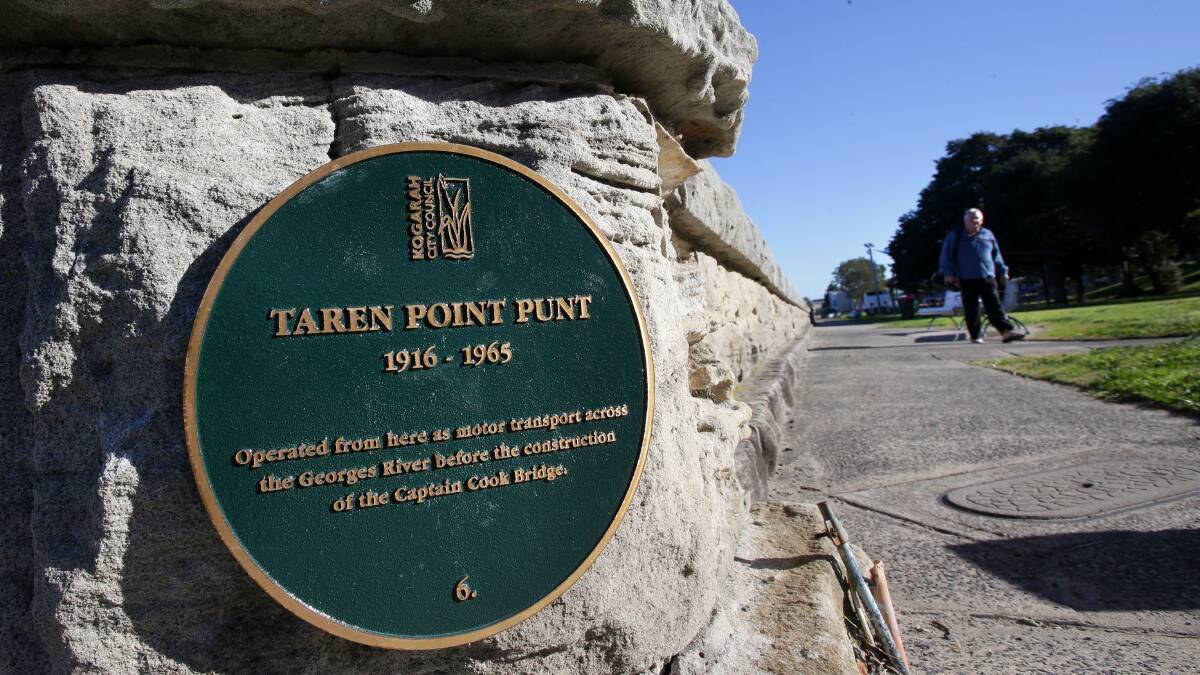 Significant site: A plaque marks the spot of the former Taren Point Punt. Picture: John Veage