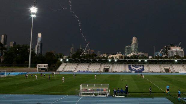 Lightning over Melbourne on Friday night. Photo: George Salpigtidis/AAP