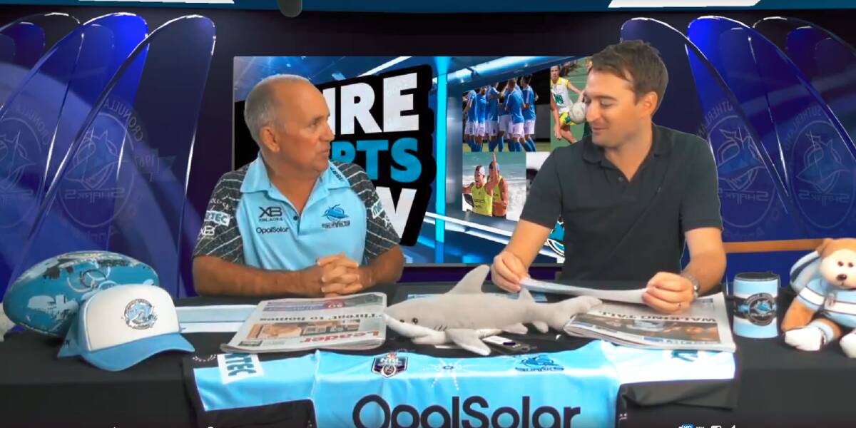 Sharks media manager Rob Willis (left) with Leader sports editor Andrew Parkinson on the Shire Sports Show.
