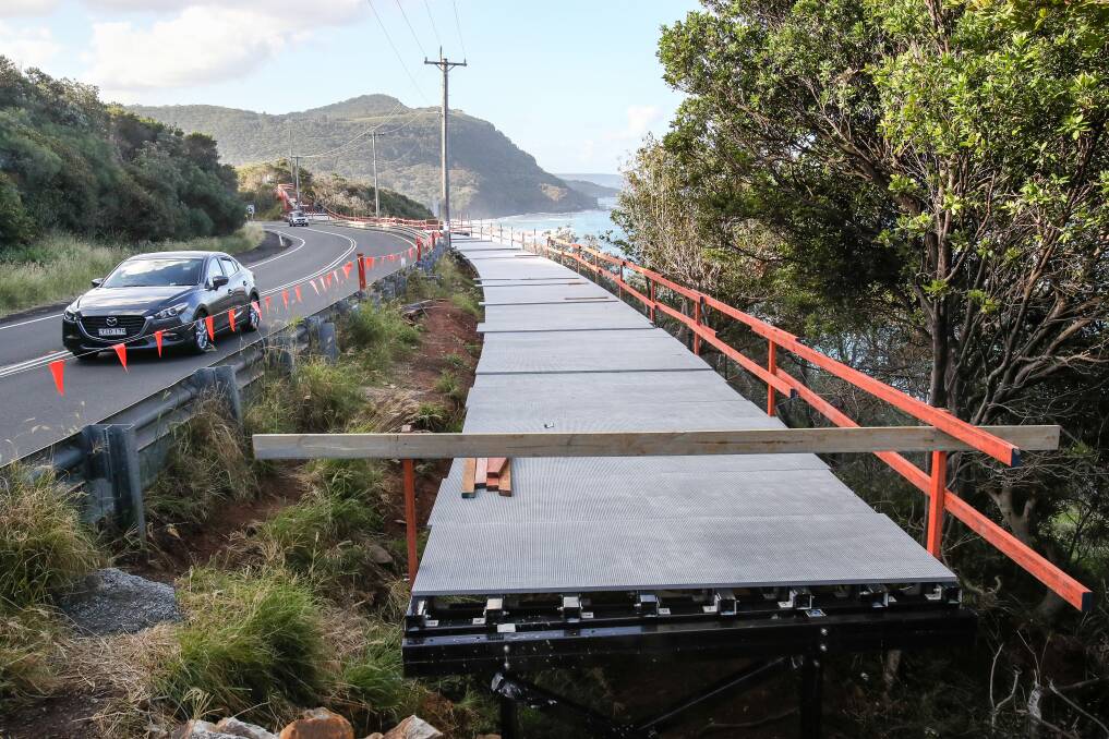 Construction of the Grand Pacific Walk near Murrawal Road in Coal Cliff in June. Picture: Adam McLean