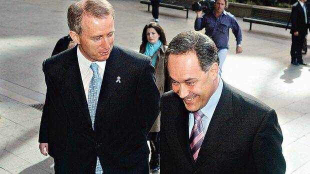 NSW Premier elect, Morris Iemma, and Carl Scully taken in 2005. Photo: Bob Pearce 