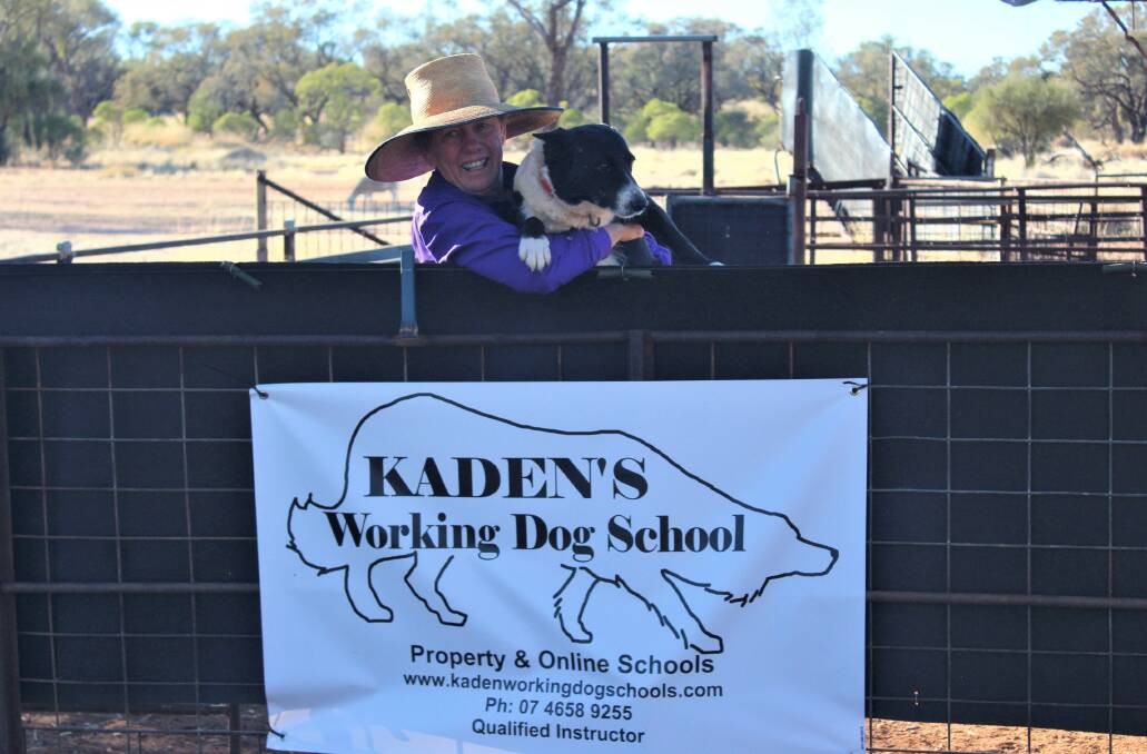 Denise Hawe and 10-year-old Kaden Dark Angel, an open sheep dog competition winner enjoying her retirement. Ms Hawe runs a weekly Q and A session on her closed Kaden Working Dogs Facebook group.