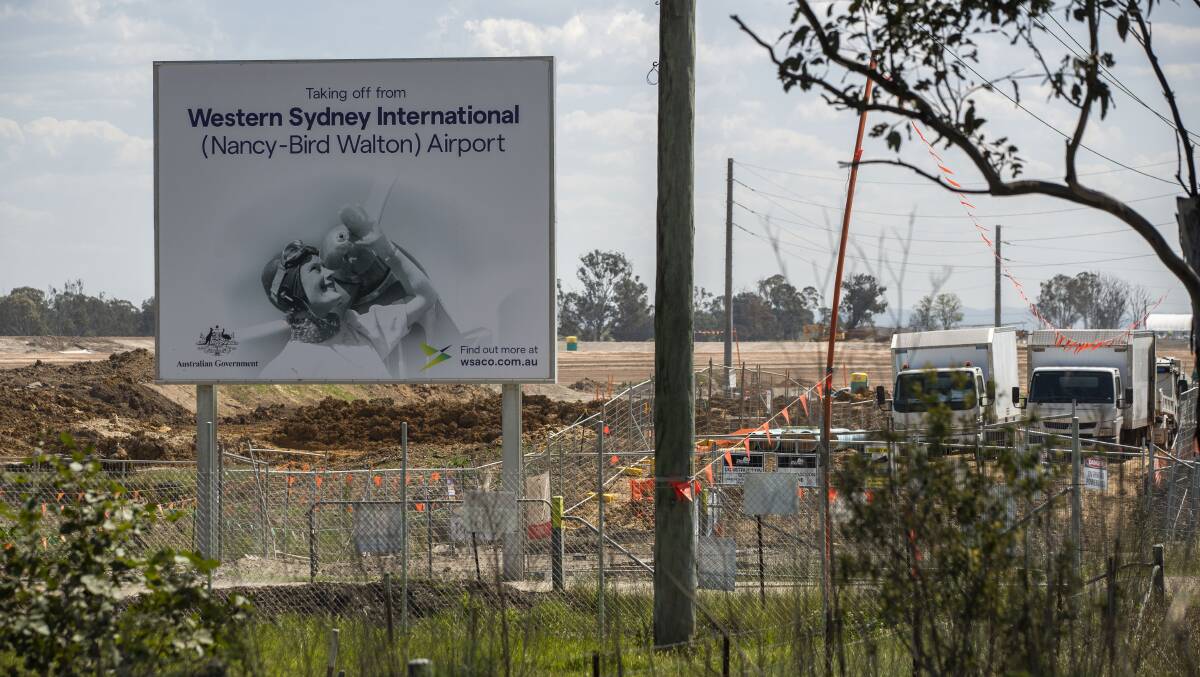 The ongoing construction at the new Badgerys Creek airport site. Picture: Getty Images